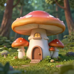 mushroom house in the forest, sidefx houdini vfx mantra render