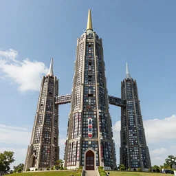tower of babel reaching up to heaven but it is made from cellphones