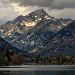 lakeside mountains, by gustave courbet