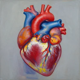 cardiac anatomy, real heart, anatomic, painting by jackson pollock