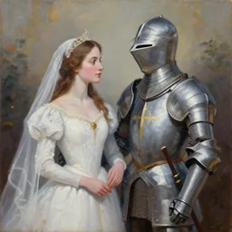 Marriage between a Knight and His Lady, Acrylic Painting