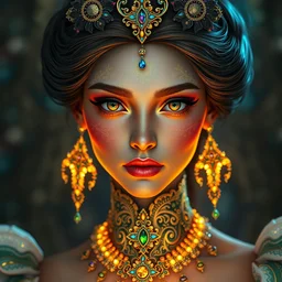 portrait of princess, beautiful, attractive, glowing, ornate and intricate, jaw dropping, dynamic lighting, colorful, fairy tale, intricate and detailed, 4 k octane render, sad