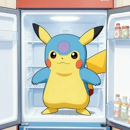 articuno in a refrigerator, pokemon style drawing
