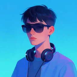 art of a chill synthwave dude, digital painting, synthwave, vivid