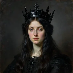 The portrait of Lady in black wax crown by Gustave Moreau, dark fantasy, witcher, very detailed oil painting, masterpiece, 8k