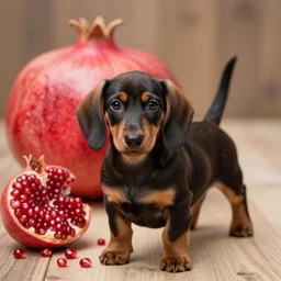 a hybrid pomegranate that's mostly a dachsund puppy