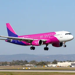 wizzair airbus a 3 2 1 neo landing at skiathos airport, low over the heads of the people on the beach, in the style of a comix book cover