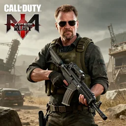 Walter White in the Call of Duty Modern Warfare 2 map Rust, high resolution award winning photo, trending on artstation, 8k, MW2 Rust
