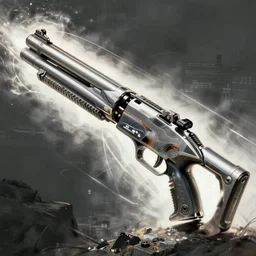 a futuristic sci fi gattling gun., smooth, intricate, elegant, power aura, digital painting, artstation, concept art, sharp focus, illustration, art by josan gonzalez, high contrast