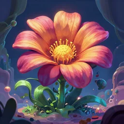 abyssal plant flower hyperbeast by Brock Hofer digital art, ArtStation  GTA cover comics style  global illumination Volume lighting Pixar and Disney tone mapping