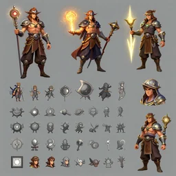 concept art for a magic mechanic, character design, artstation trending, spritesheet, wlop, rossdraws,