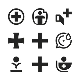 graphic design medical tech style symbols , by guy denning,ashley wood,michael black,no blur no dof