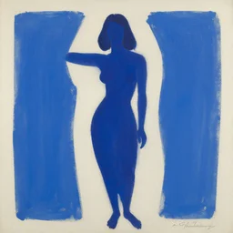 gouache painting, woman silhouette, centred, abstract, based on nu bleu gouache decoupee, by henry matisse, gary hume