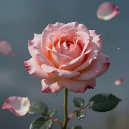 rose in the wind, petals scatter in different directions, abstract, illusions, artstation hq, in style of simon c page