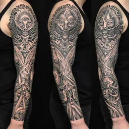 tattoo arm sleeves by ernst haeckel and carl jung