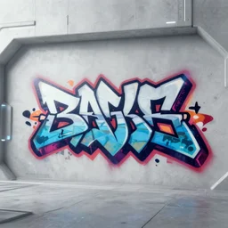 graffiti on futuristic wall concept art