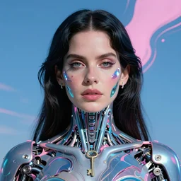 portrait of lana del rey as a cyborg. realist abstract. key art. cyberpunk, blue and pink, intricate artwork. cyberpunk augmentations art by tooth wu, wlop, beeple, dan mumford. 8 k octane render, trending on artstation, greg rutkowski very coherent symmetrical artwork. cinematic, hyperrealism, very detailed, iridescent accents