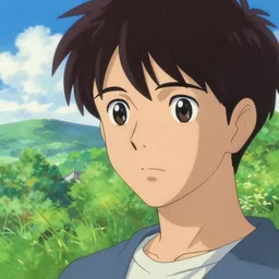chillhop aesthetics nature view painting by moebius and satoshi kon and dirk dzimirsky close - up portrait
