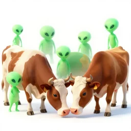 cow gathering up aliens