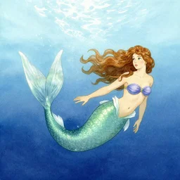 alchemical mermaid underwater, fantasy art, art by hans zatzka and walter crane and kay nielsen, watercolor illustration,