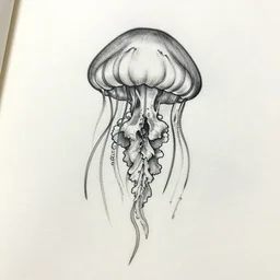 detailed amazing tattoo stencil of a jellyfish floral