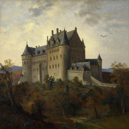a painting of a castle, in the style casper david friedrich.