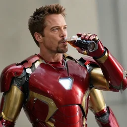 movie still of tony stark in iron man 2008 drinking soda