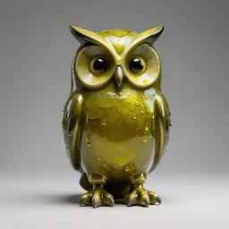 olive oil in the shape of an owl, dynamic museum sculpture, studio lighting, 6 4 mm, 4 k