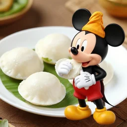 mickey mouse eating idli in tamil brahmin attire