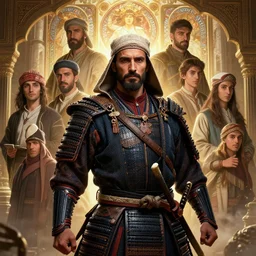 Hyper realistic detailed portrait of a Kurdish!!!!!!!!! samurai, Stephen Bliss, unreal engine, fantasy art by Greg Rutkowski, Loish, Rhads, ferdinand knab, Makoto Shinkai and Lois van baarle, ilya kuvshinov, rossdraws, Tom Bagshaw, alphonse mucha, global illumination, radiant light, detailed and intricate environment, highly detailed, award winning art