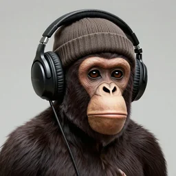 cowboy ape, headphones and knitted cap, realistic, extremely detailed, sharp focus, wide view, smooth, digital illustration, by james jean, by rossdraws, frank franzzeta, mcbess, sakimichan, brosmin, danton fadeev, steve simpson