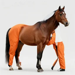 horse using orange inmate clothes