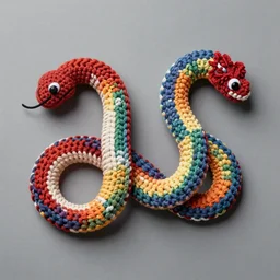 product image of a pair of rainbow snakes crochet. high resolution