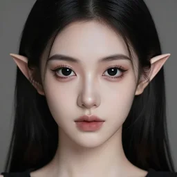 a creepy portrait, beautiful girl, black hair, professionally retouched, soft lighting, realistic, pointed elf ears, smooth face, jet black alien eyes, wide angle, sharp focus on the eyes, 8 k high definition, insanely detailed, intricate, elegant, beautiful, horros, creepy, art by artgerm and wlop