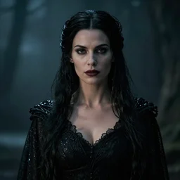 beautiful portrait of a dark sorceress female, 35mm, cinematic shot, photorealistic, depth of field, trending on artstation