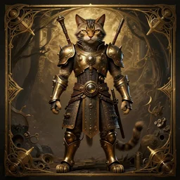 a Warrior cat art nuveau, steampunk, symmetry, full frame, cinematic light , unreal engine,