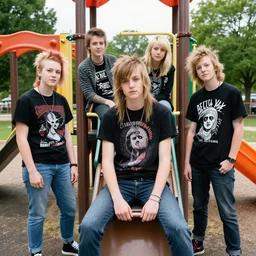 a teenage punk band in a playground