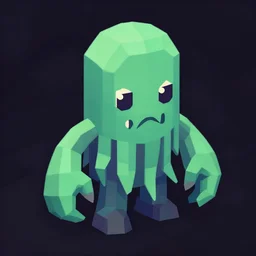 low poly game asset, cthulhu monster, 2 0 0 0 video game, isometric view