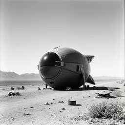 a futuristic sci - fi alien scout craft, crashed in roswell, 1 9 4 7, early black and white photo, cdx