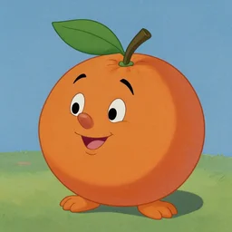 Still of a talking orange from the animated Disney movie released in 1943, directed by Clyde Geronimi, printed coloured lithography CMYK