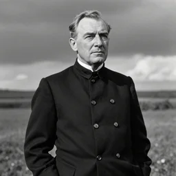 colonel saunders as dictator, vintage photograph, old, monochrome, slightly blurry, vintage effect, grain effect