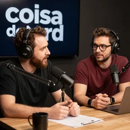 Brazilian Youtuber Coisa de nerd, leon martins in a podcast