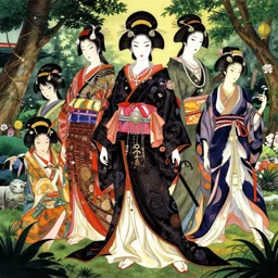 a full body - geisha wearing a samurai outfit with asian jewelry and accessories by karol bak, ayami kojima, yoshitaka amano, olivier ledroit, ruan jia, charlie bowater, tom bagshaw, make up, japan garden, concept art, fantasy