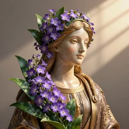goddess of nemophila flowers portrait, amalgamation of leaves and flowers, orthodox saint, beautiful raking sunlight, nemophila flowers. intricate artwork by Hsiao-Ron Cheng. octane render, trending on artstation, greg rutkowski. cinematic, hyper realism, high detail, octane render, 8k