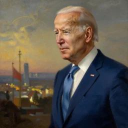 joe biden, oil by rembrandt
