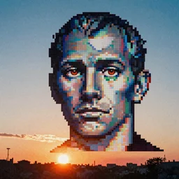 pixel sorting in the style of ralph gort morpo, gearlord digital celluar automata, vivid dusk sunlight, color film grain, ultra realistic