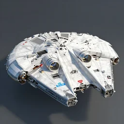 the millennium falcon with a klm decal,