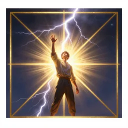 human struck by lightning by disney concept artists, blunt borders, rule of thirds, golden ratio, godly light