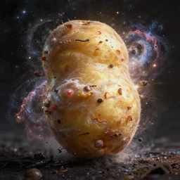 a potato depicted as the explosion of a nebula