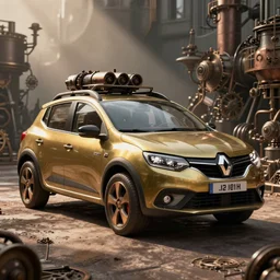 octane render of steampunk version of Renault sandero from 1700th